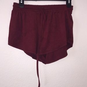 Suede like maroon shorts